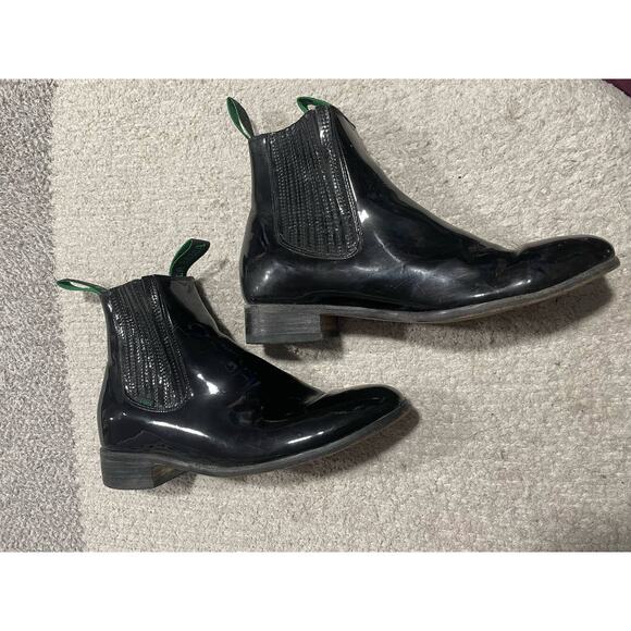 La Barca Charol Botine Chelsea Boots Men's Size 10 Slip On Patent Leather Black - Picture 4 of 16